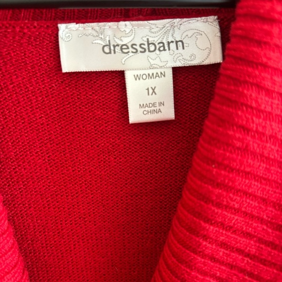 Dress Barn Sweater Dress 1X Red Pullover Long Sleeve Midi Holiday Party Festive - Picture 12 of 16